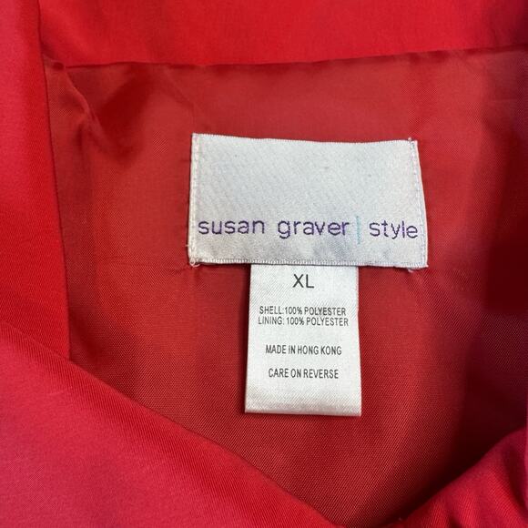 Susan Graver Women's Jacket Sz XL Regular Quilted Knit Red With Gold Buttons - Picture 2 of 5